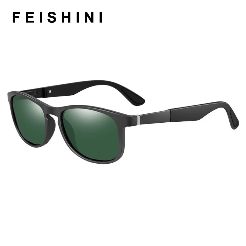 

FEISHINI Brown Sunglasses Men Polarized Vintage Eye glasses Brand Designer Sun Glasses For Men Driving Sport Goggles UV400