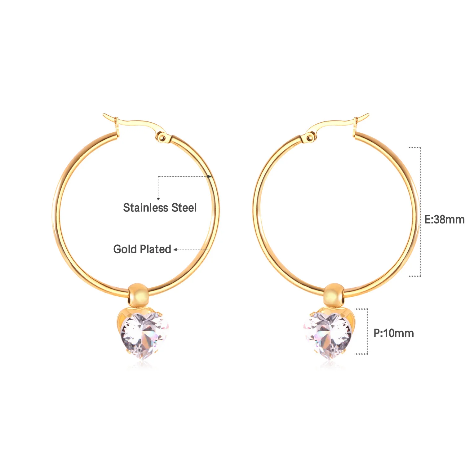 Женские двухкомпонентные серьги LUXUSTEEL круглые обруч из нержавеющей стали с