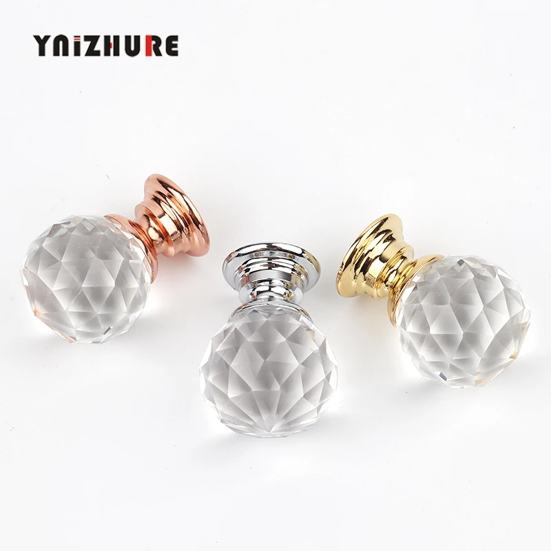 YNIZHURE Brand Design 20mm Crystal Ball Glass Knobs Cupboard Drawer Pull Kitchen Cabinet Door Wardrobe Handles Hardware
