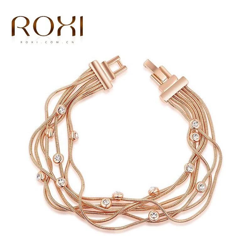 ROXI Luxury Fashion Women Bracelets Rose Gold Plated Round Austrian Crystals Lady Female Multiwire Wedding Bracelet Jewelry Gift | Украшения