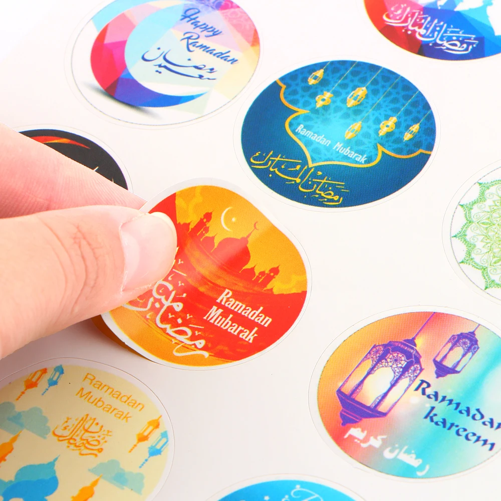 

60Pcs Eid Mubarak Stickers In Box Lable Paper Seal Gift StickersDecorations Islamic Gifts Muslim Stationery sticker