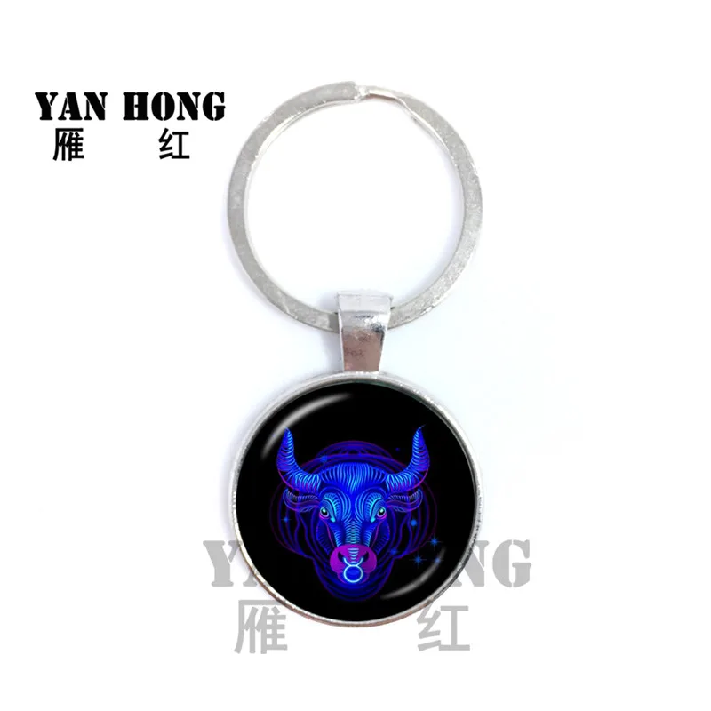 YANHONG 12 созвездий Leeuw Maagd sleutelвешалки для глаз кабошон вешалка Sterrenbeeld Sleutel Ringen