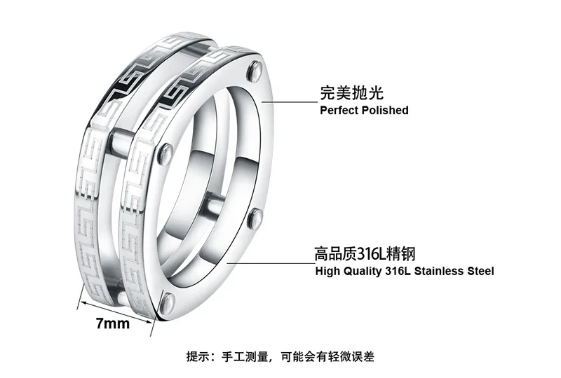 [Ymw] ювелирные изделия творческих квадратный из нержавеющей стали двухслойные