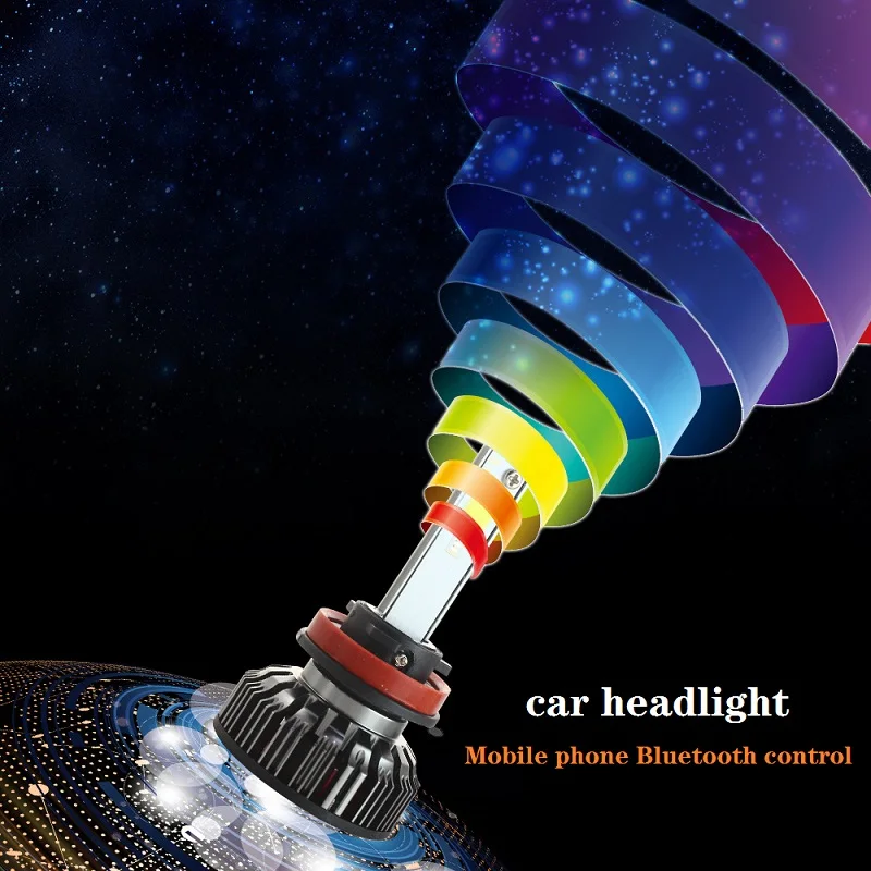 2x автомобильные RGB Светодиодные Автомобильные фары H1 H3 H4 H7 H8 H11 9005 9006 H13 9012 5202