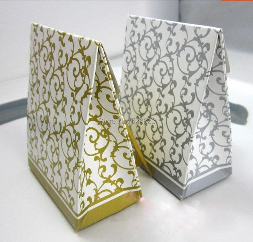 Винтажная Золотая Серебряная коробка конфет с лентой для свадьбы/свадьбы casamento