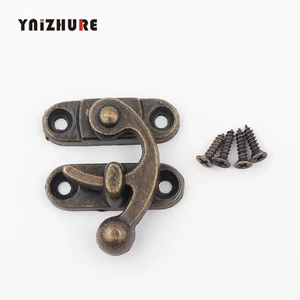 Винтажная шкатулка с металлическим замком из цинкового сплава, Подарочная защелка, нагрудный замок для кошелька, античная деревянная Пряжка для футляра, 4 отверстия, 2 шт.