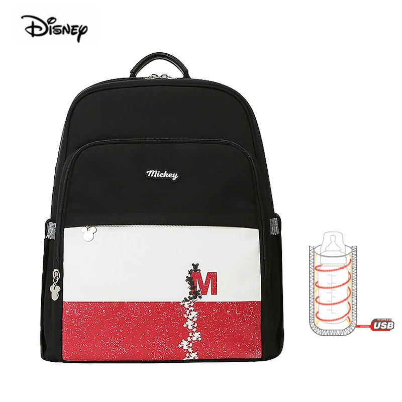 Диснеевская сумка для мамы с USB бутылочкой Детский рюкзак большой емкости модный