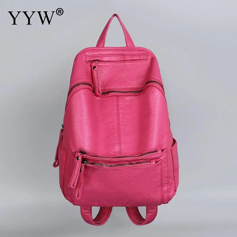 

New Arrival Women Pu Leather Backpack Solid Backpacks Black Gray Leather School Bag Female Mini Travel School Bag