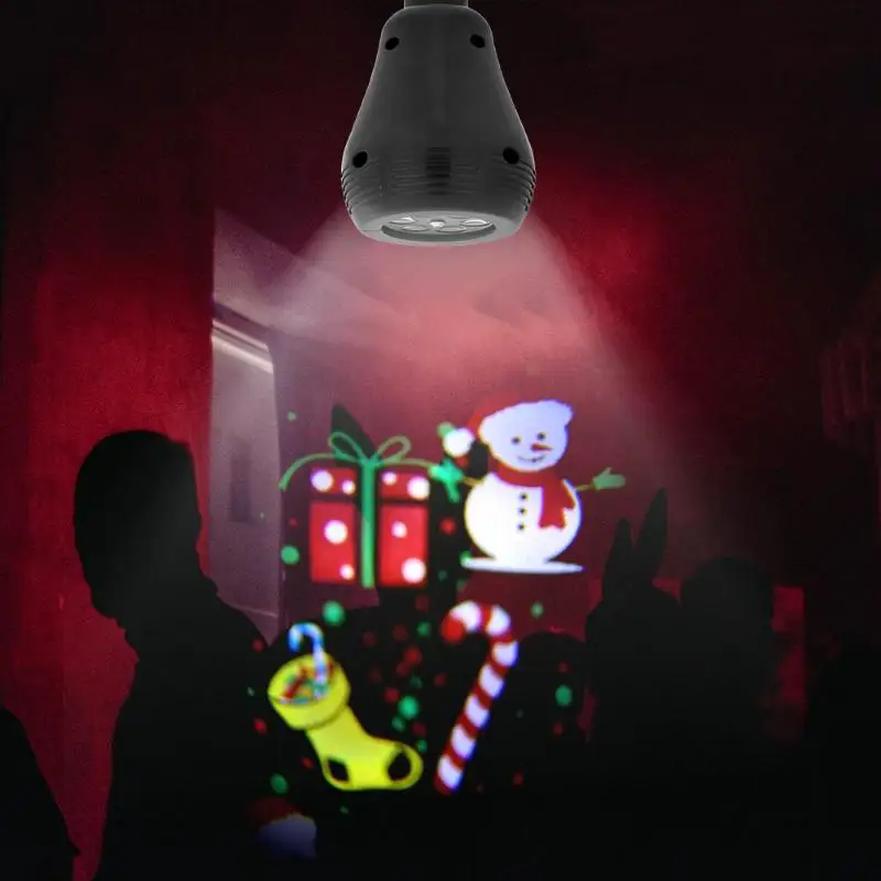 E27 RGB Авто красочный вращающийся KTV сценическая лампочка лампы Рождественский узор светодиодный лазерный проектор для освещение на сцену эффект
