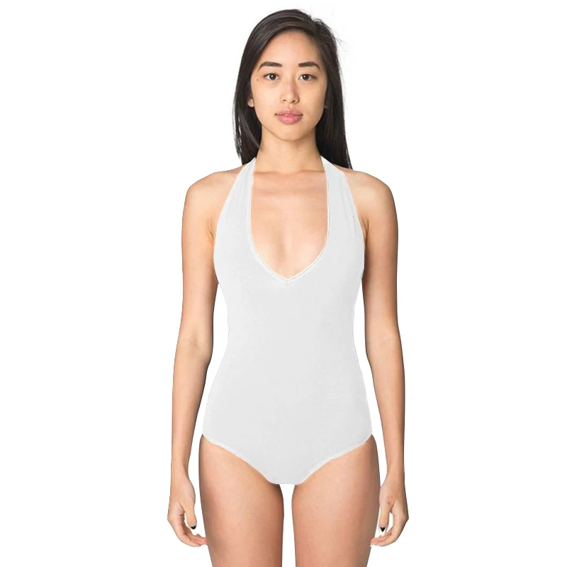 

Ensnovo Women Nylon Thong Unitard White Sleeveless Top Backless Custom Skin Suit Justaucorps Classical Gymnastics Ballet Leotard