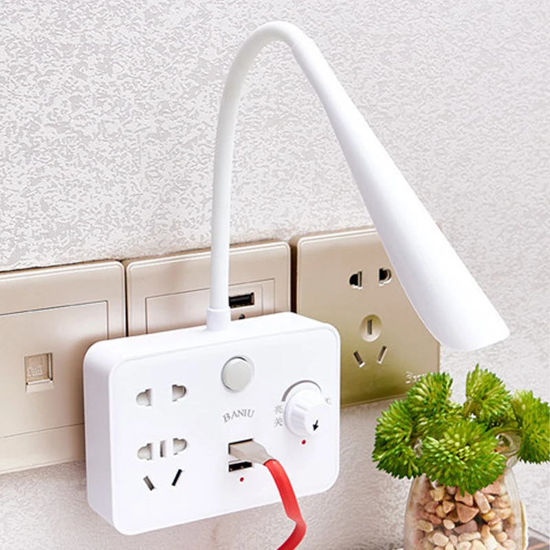 

Многофункциональная лампа с розеткой, домашний конвертер с USB разъемом, ночник для спальни, прикроватного столика, кормления ребенка