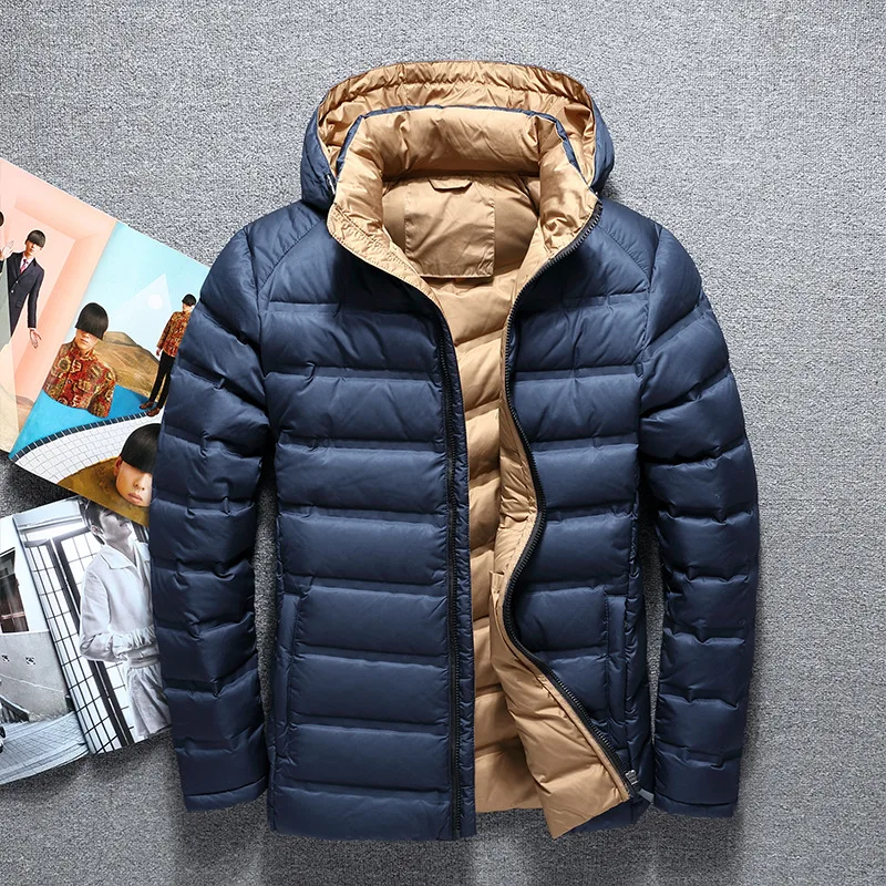 Новинка 2021 Мужская модная куртка для отдыха зимнее Мужское пальто теплая белая