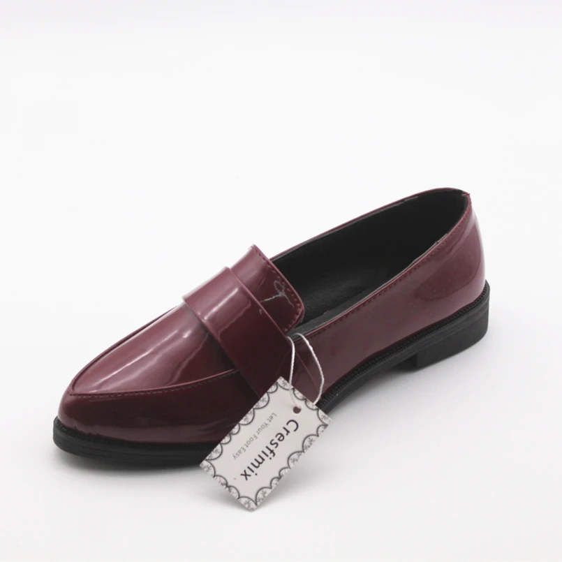 

Cresfimix women fashion black pu leather slip on shoes woman casual street & office shoes female cool comfortable shoes zapatos