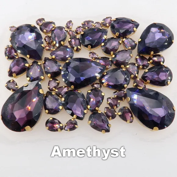 A18 Amethyst Серьги в форме капли воды, 7 размеров микс 50 шт./пакет золото коготь настройки хрусталя пришить стразы бусины торжественное платье, обуви, сумок и diy кружевной отделкой - Цвет: A18 Amethyst