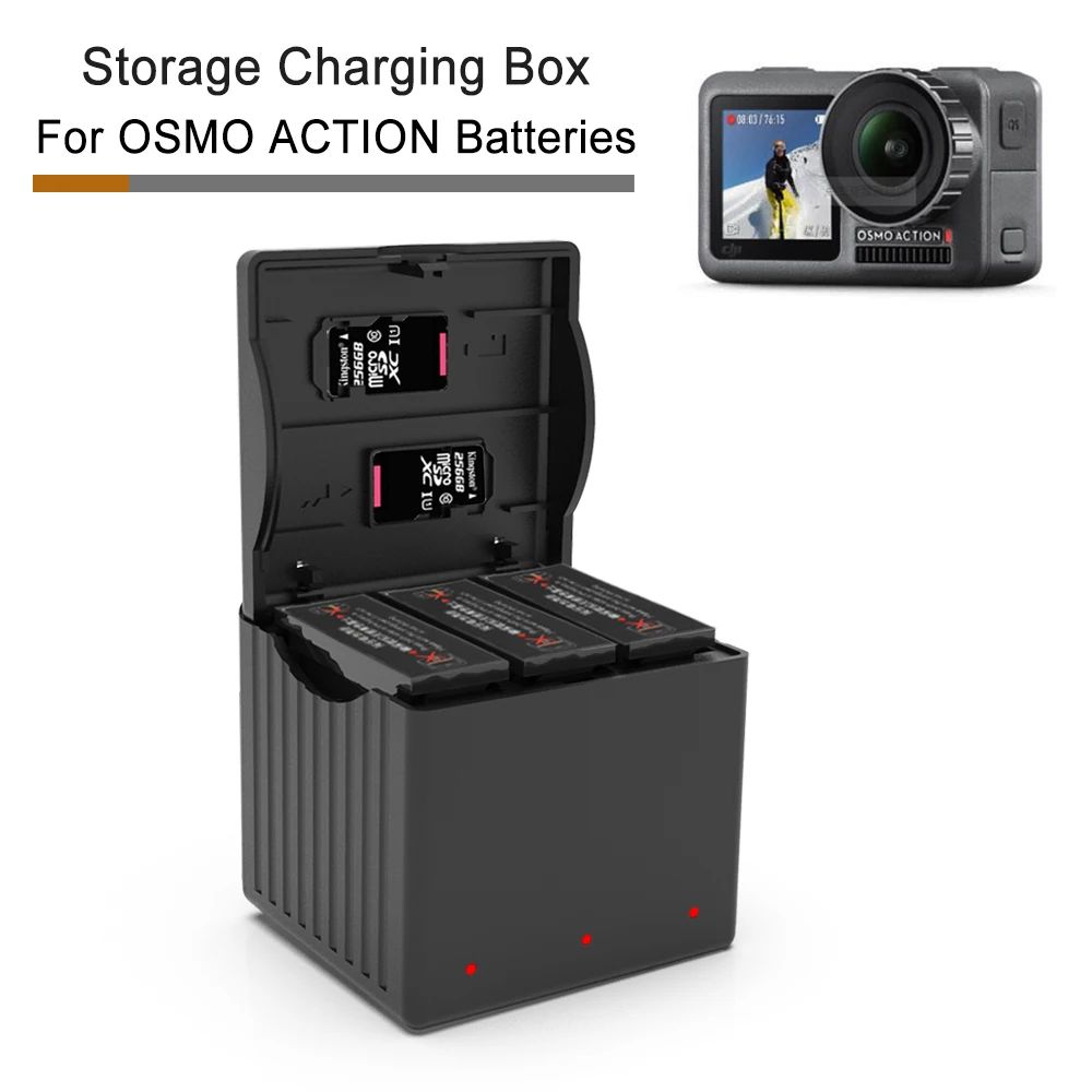 3 в 1 OSMO ACTION charger TYPE C вход 4 35 литиевая Быстрая зарядка Комплект Коробка для DJI battery