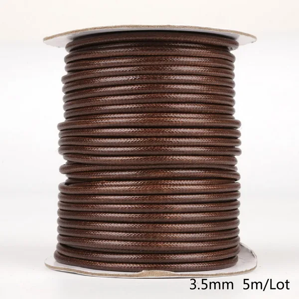 3.5mm 5meter 2,5/3/3,5/4/5 мм черный/коричневый вощеный шнур хлопка вощеный шнур резьба строка ремень Цепочки и ожерелья веревка для самостоятельного изготовления ювелирных изделий браслет - Цвет: 3.5mm 5meter