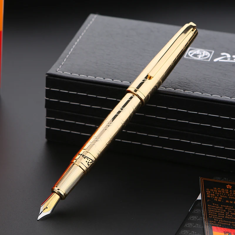 Luxury Pimio918 Fountain Pen Gold Silver Black Fine Nib 0.5mm Ink Pens for Business Gift Office Pens Stationery with Gift Case
