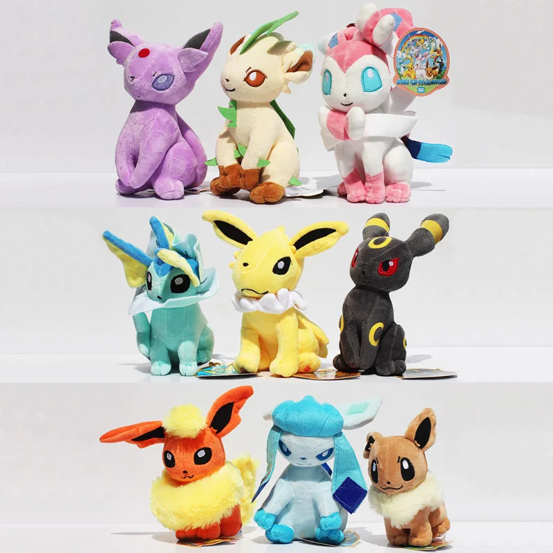 180 шт./лот 18~ 20 см Животные Плюшевые игрушки Umbreon Eevee Espeon Jolteon vaporion Flareon Glaceon Leafeon Плюшевые мягкие куклы