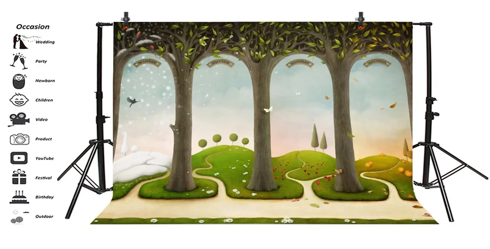 Laeacco Сказочный дерево-АРКА двери сезоны дети сценические фото фон Индивидуальные