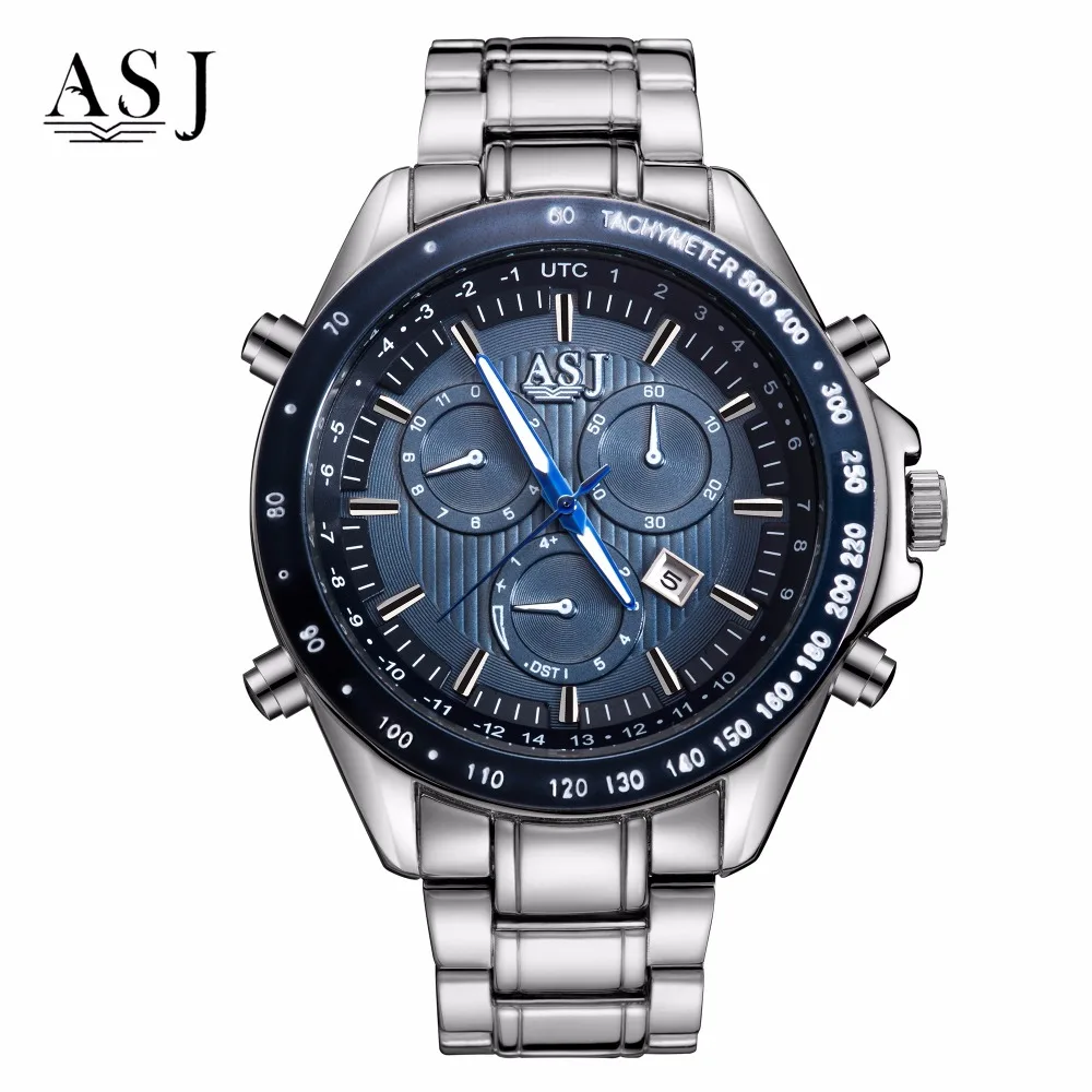 Топ бренд ASJ часы мужские Relojes Mujer водонепроницаемые кварцевые наручные в
