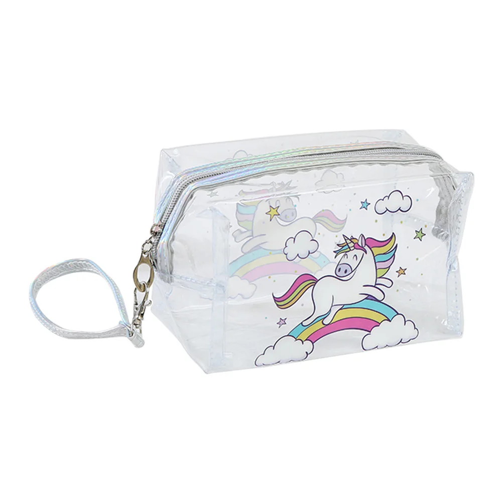 Мультяшный прозрачный косметический пакет ручная косметичка Фламинго прозрачная моющаяся сумка женские прозрачные сумки Фламинго Монета Сумка