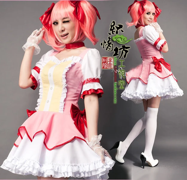 Костюм горничной Puella Magi Madoka Magica из аниме косплей Канаме Мадока милый и красивый