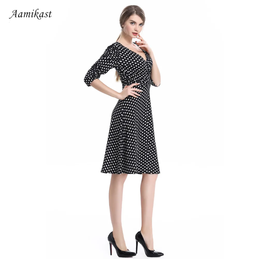 Женское платье в горошек с V образным вырезом и рукавом 2019|sexy women dress|women dressa dress |