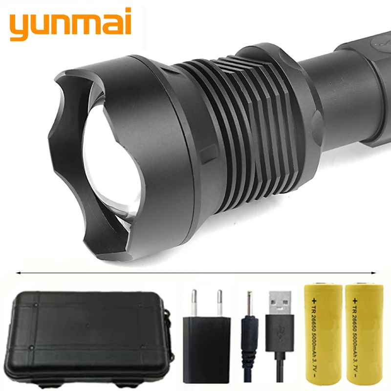 Yunmai 1282 & 1287 CREE XHP70.2 XHP50 мощный фонарик Фонарь для использования 18650 26650 аккумулятор