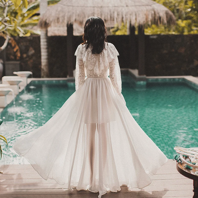 VERRAGEE women 2019 spring summer white lace dress Long maxi vintage Dress | Женская одежда