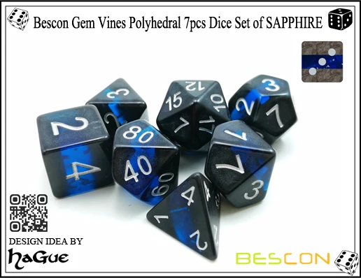 Bescon минеральные камни драгоценные лозы многогранные D& D игральные кости Набор из 7, ролевые игры игральные кости 7 шт. набор сапфиров
