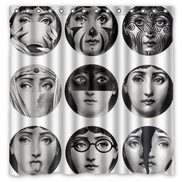 piero fornasetti work Customized Bath Shower Curtain Waterproof Mildewproof Polyester Fabric Bathroom Curtains 180*180cm