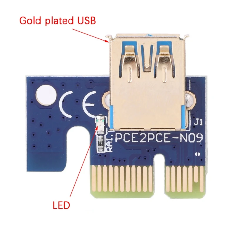 PCI E Riser 6 Pin 16X для майнинга BTC с 3 светодиодной Экспресс картой Sata силовой кабель и 60