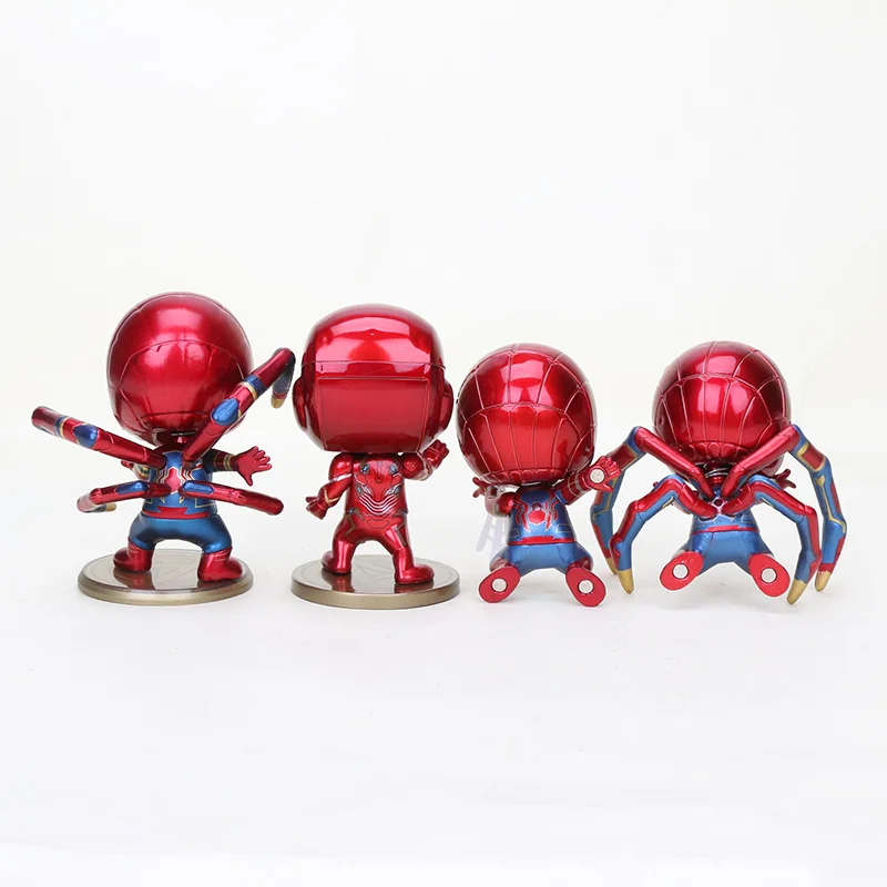 9-10 см игрушки Marvel Мстители Бесконечность войны светильник Железный человек Человек-паук ПВХ Фигурки Человек-паук качающаяся голова модель игрушки