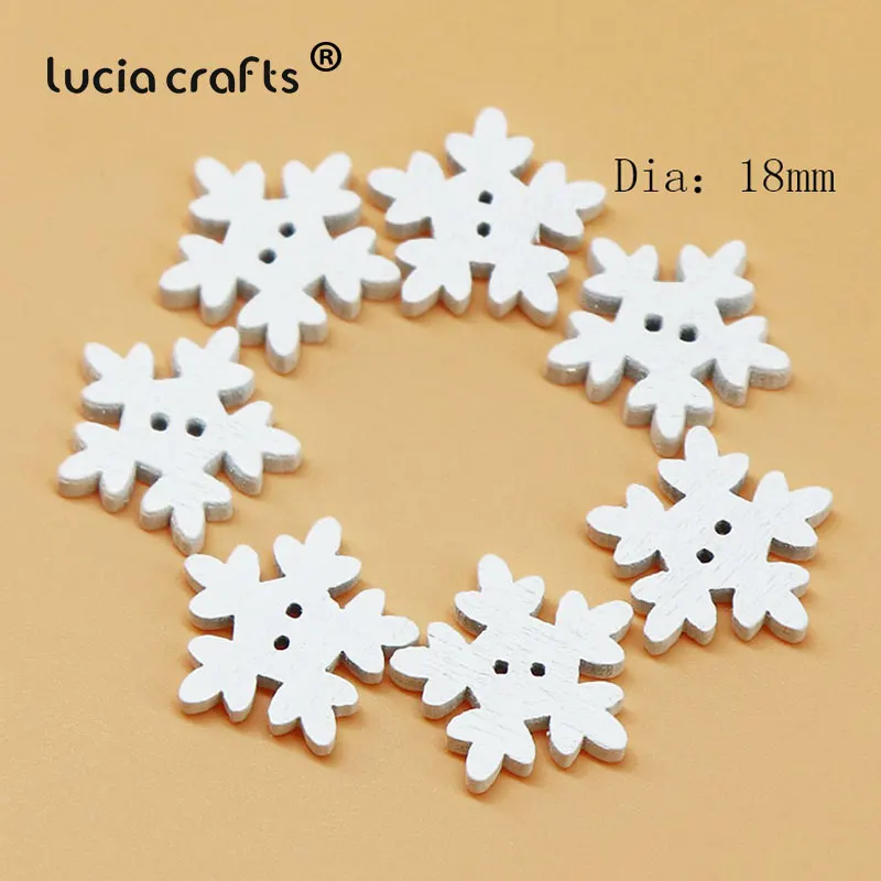 Color 1 18mm Lucia crafts 12 шт 17 мм/18 мм/25 мм 2 отверстия Рождественская Снежинка деревянные пуговицы для шитья скрапбукинга DIY украшения E0119 - Цвет: Color 1 18mm