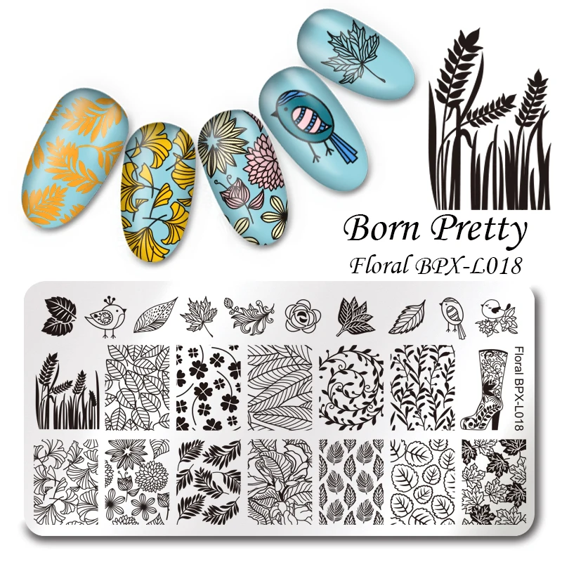 BORN PRETTY штамповка для ногтей шаблон бабочка цветок серии Сделай Сам изображение
