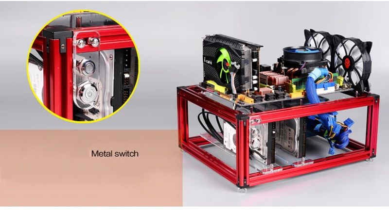 QDIY PC-JMK DIY алюминиевый сплав ATX материнская плата ПК Шасси в корпусе открытая голая рамка горизонтальная водяная охлаждающая платформа компьютерный чехол