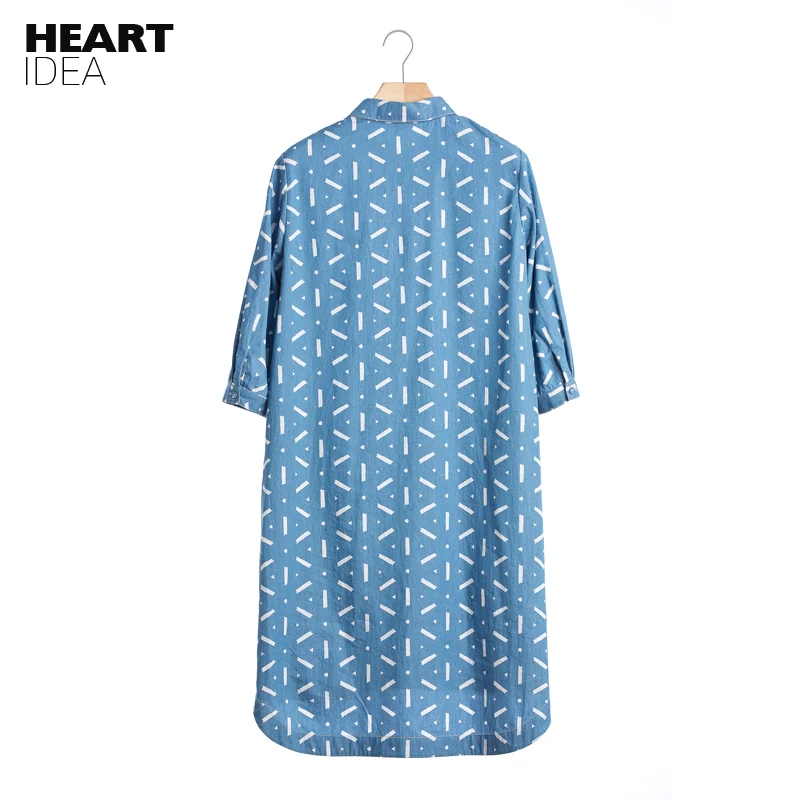 Платье рубашка LYNETTE'S летняя свободная с воротником и принтом|denim dress|dresses femaledress