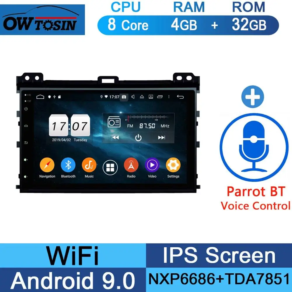 32G Parrot BT " ips Android 9,0 8 ядерный 4 Гб ram+ 64 ГБ rom автомобильный DVD радио gps для Toyota Land Cruiser Prado LC 120 2002-2010 DSP CarPlay Parrot BT - Цвет: 32G Parrot BT