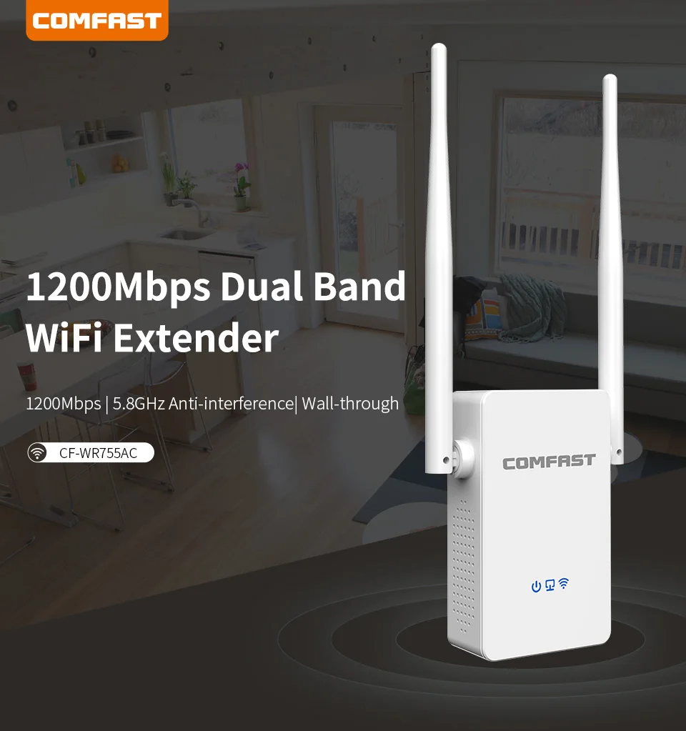 1200 Мбит/с беспроводной WiFi повторитель сигнала усилитель 802.11AC двухдиапазонный 5G