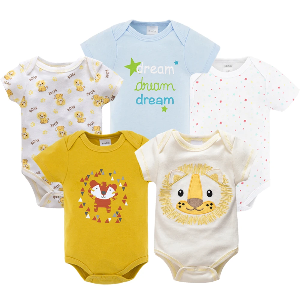 HY21062170 Kavkas Детские боди из хлопка, комбинезон для младенцев с короткими рукавами, Одежда для новорожденных, 5 шт./партия, летняя одежда для маленьких девочек и мальчиков, Roupa de - Цвет: HY21062170