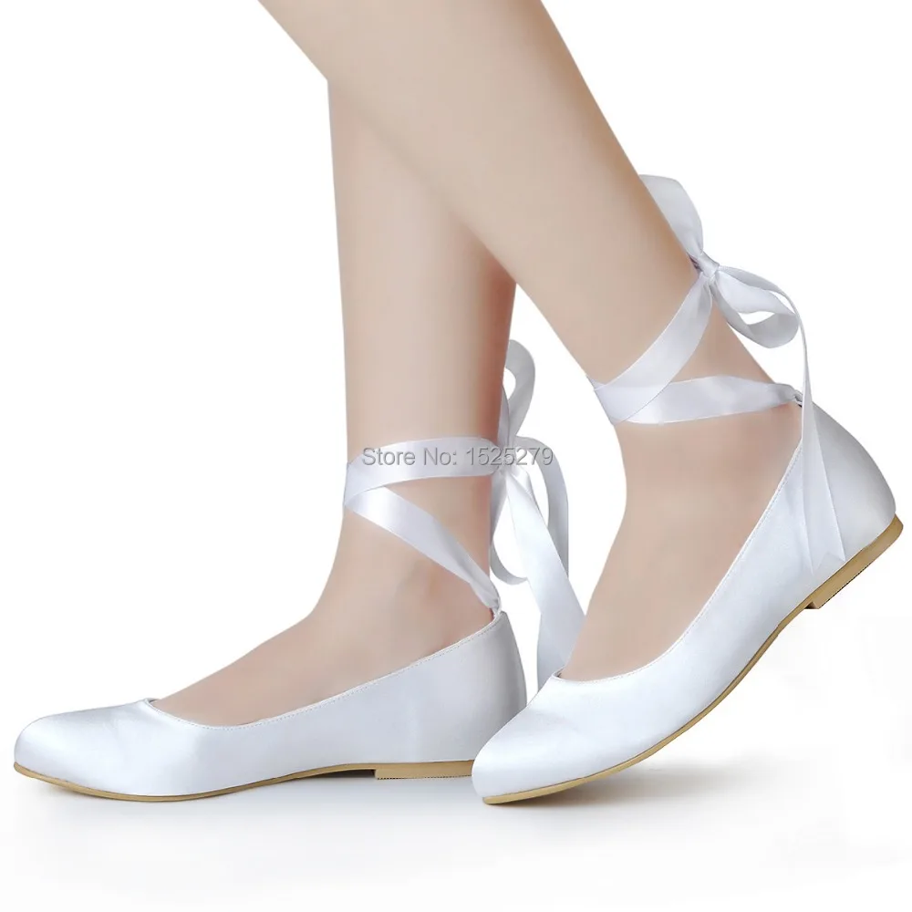Женские свадебные туфли на плоской подошве белого цвета и слоновой кости удобные