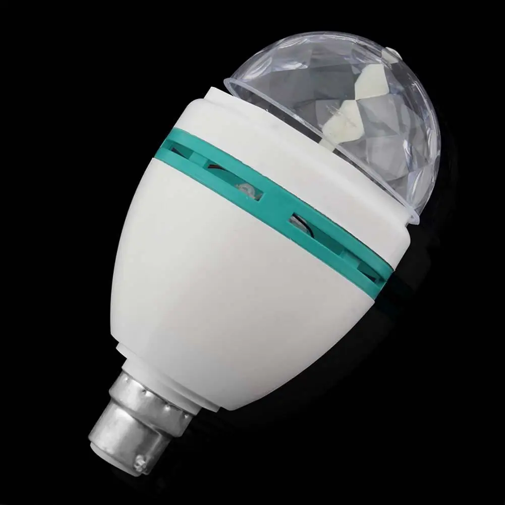 B22 3 Вт RGB LED Хрустальная сценическая вращающаяся цветная лампочка для вечеринки