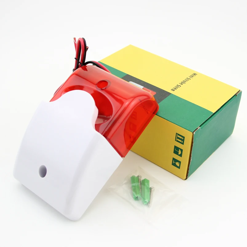 Бесплатная доставка! Проводная Мини сирена 9 12 В для помещения красный светильник