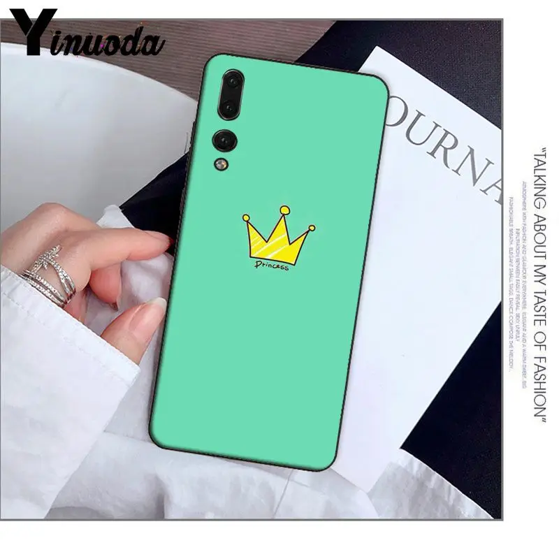 Yinuoda король и королева ТПУ мягкий силиконовый черный чехол для телефона huawei P20 Pro