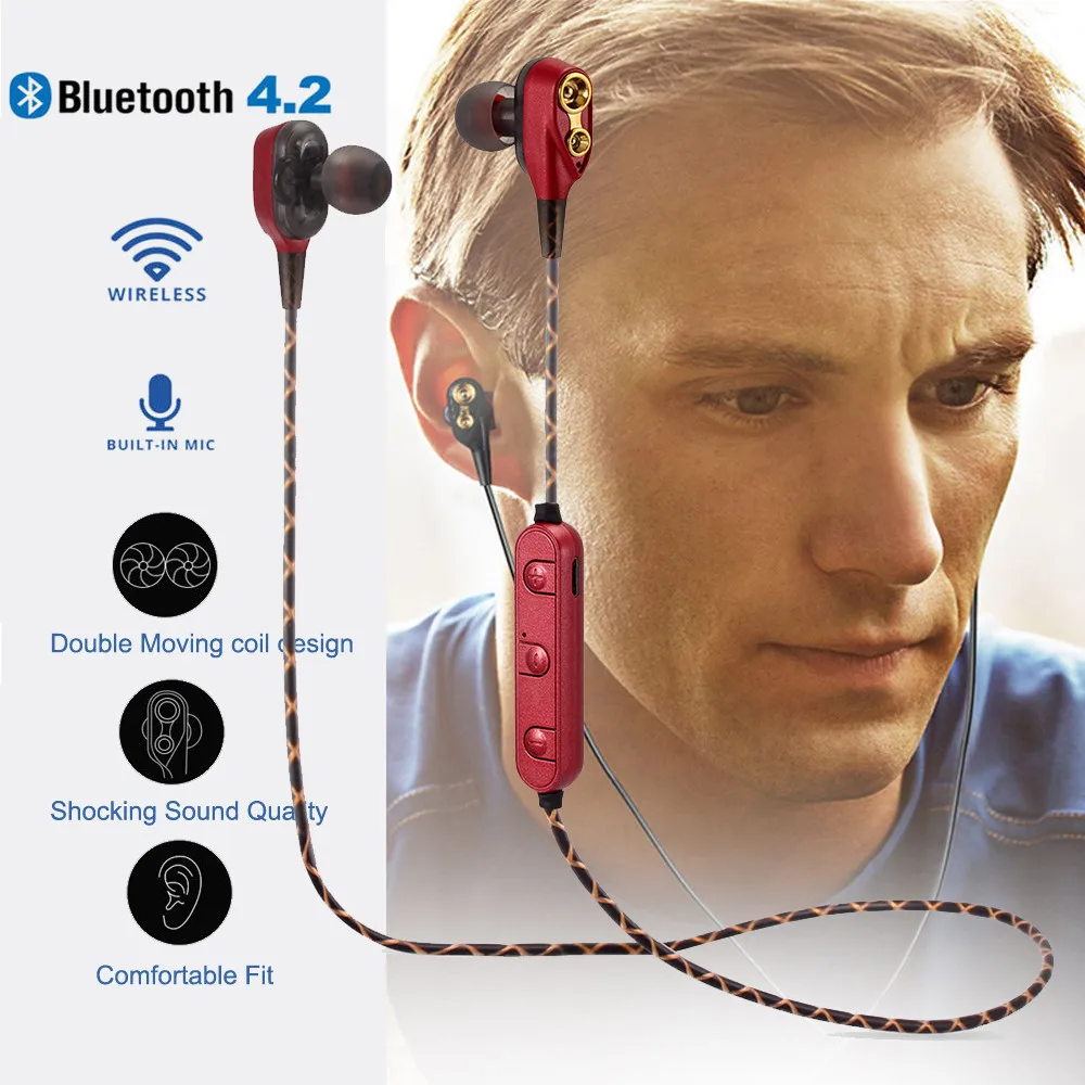 HIFI тяжелый бас беспроводная Bluetooth гарнитура Смарт шумоподавление спортивные двойные динамические наушники для водителей наушники Fone de ouvido#10