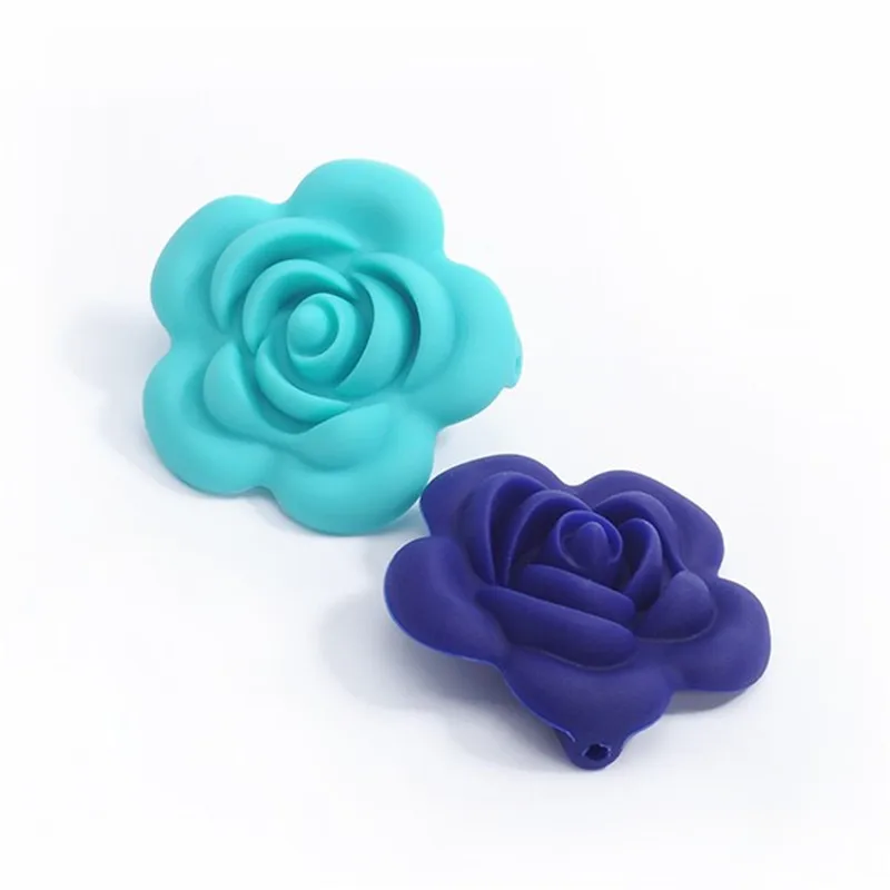 Cuentas de rosas de silicona para 20 piezas, cadena de chupete para beb&eacute;, pulsera de dentici&oacute;n, accesorios para collar, regalo de lactancia sin Bpa-3