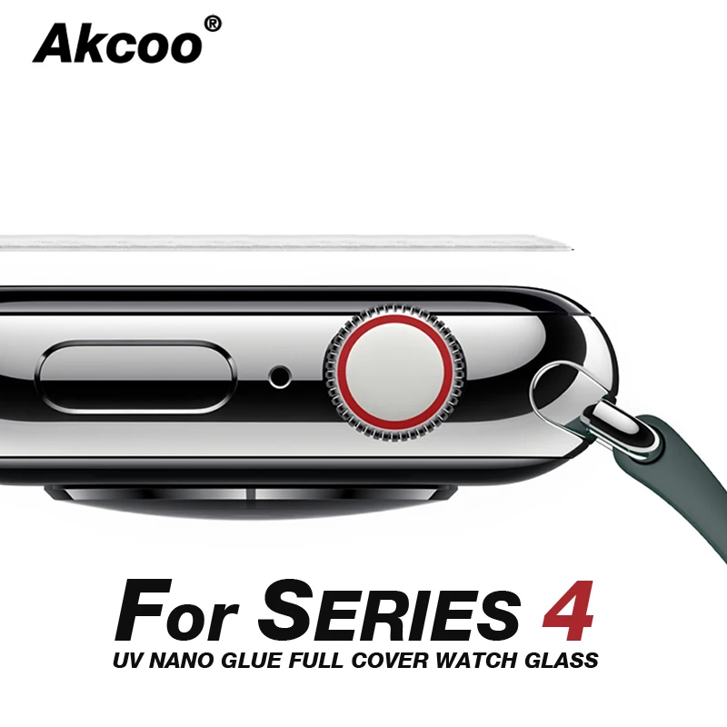 

Akcoo 6D Full Cover For apple watch 4 screen protector UV Full glue glass Film for Apple Watch 4 3 2 1 40 44 38 42mm screen film