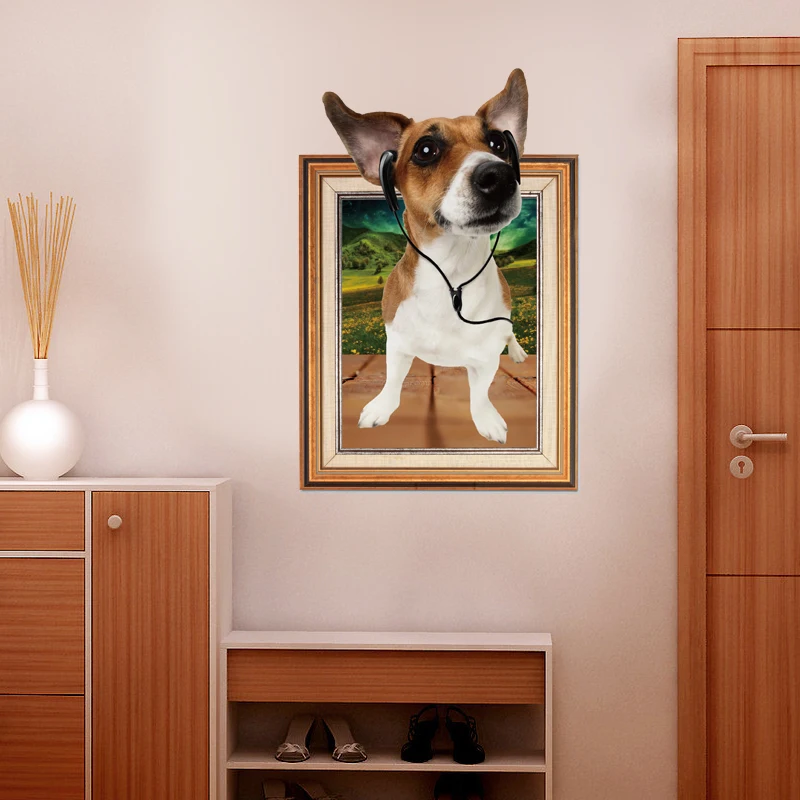 Съемный креативный 3D эффект фото собака кошка животное домашнее спальня офис