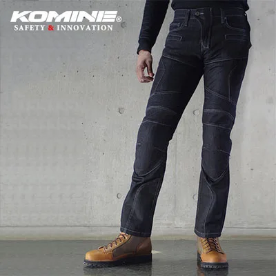Black KOMINE японские оригинальные Riding Tribe мотоциклетные мужские байкерские джинсы Защитное снаряжение для мотокросса, мотогонок, дышащие штаны - Цвет: Black