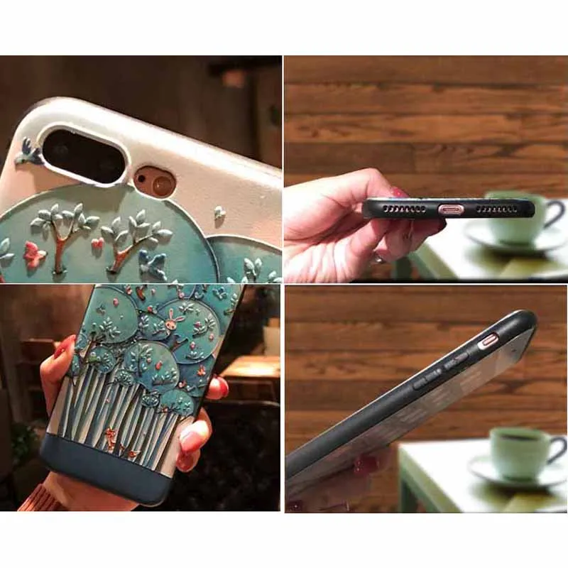 JIBAN Funny Cartoon Animal Phone Case for iphone X 8 8plus 7 7plus 6 6s 6plus Fashion Scrub 3D Painted Embossed Cover Wholesale |